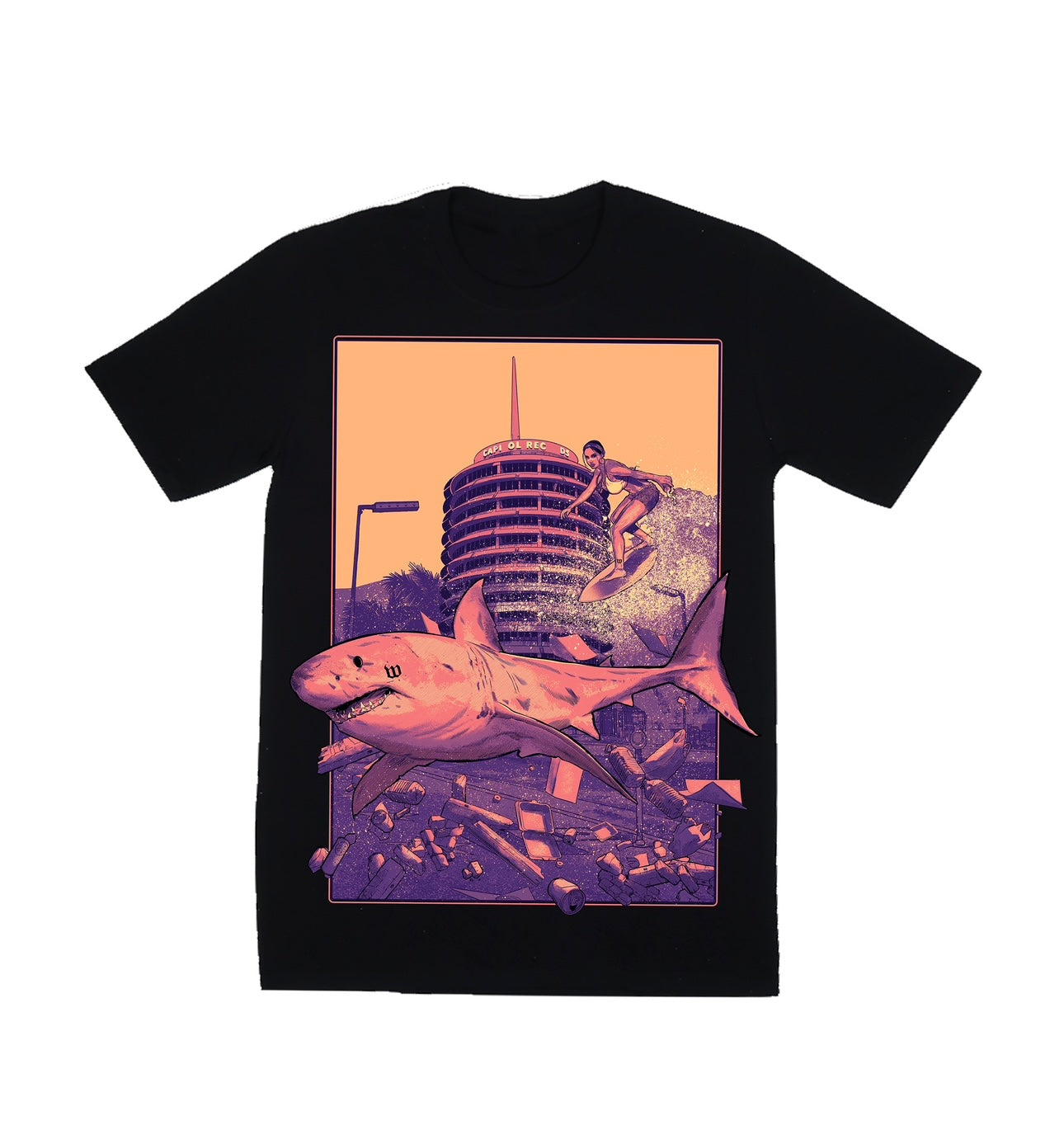 Locals Only Synthwave Purple - Black Tee
